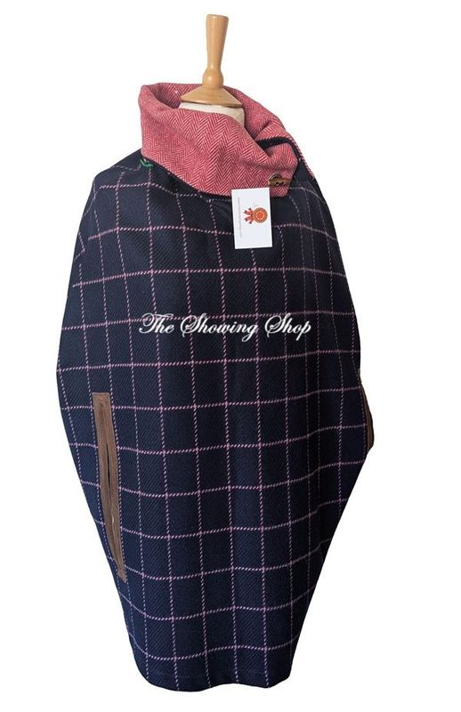 LADIES JOULES NAVY & PINK TWEED CAPE SIZE 8-12