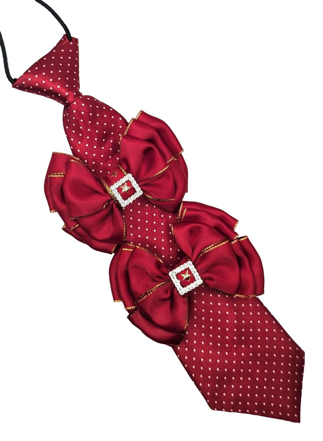 WINE AND DIAMANTE SHOW BOWS AND TIE SET