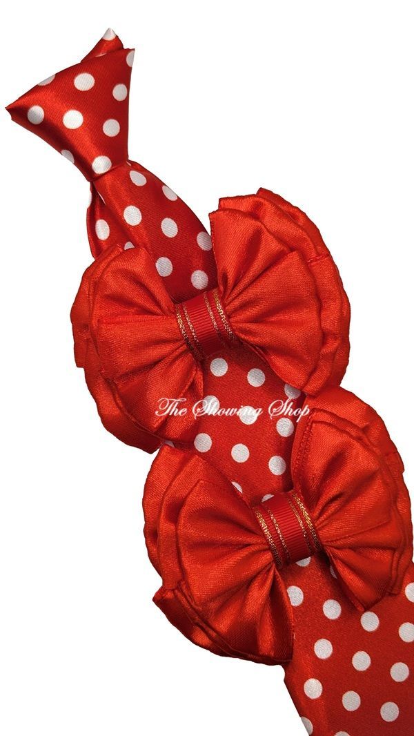 CHILDS SHOW BOWS & TIE SET RED POLKA DOT