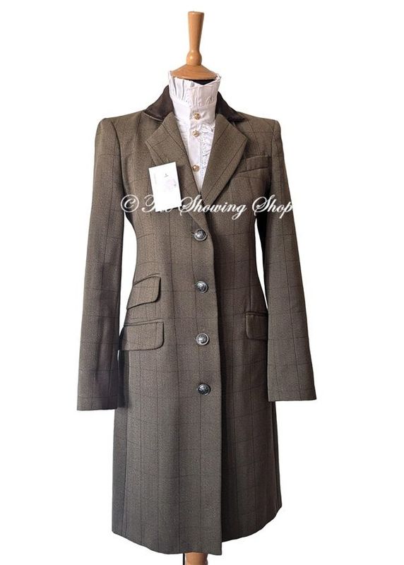 LADIES BROWN TWEED 3/4 LENGTH RACING COAT SIZE 10