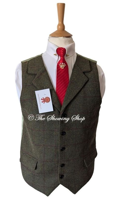 MENS GREEN TWEED WAISTCOAT SIZE 40