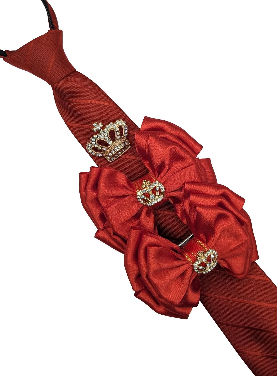 PREMIUM POPPY RED SHOW BOWS, TIE AND TIE PIN SET