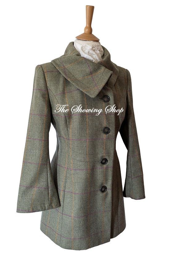 BRITISH TWEED GREEN LONGLINE COAT SIZE 16