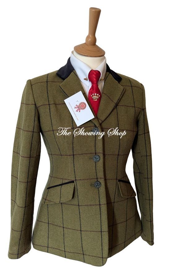 MAIDS SHIRES AUBRION GREEN TWEED SHOWING JACKET SIZE 32
