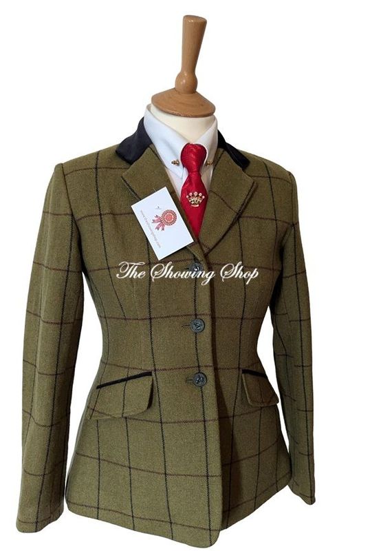 MAIDS SHIRES AUBRION GREEN TWEED SHOWING JACKET SIZE 32