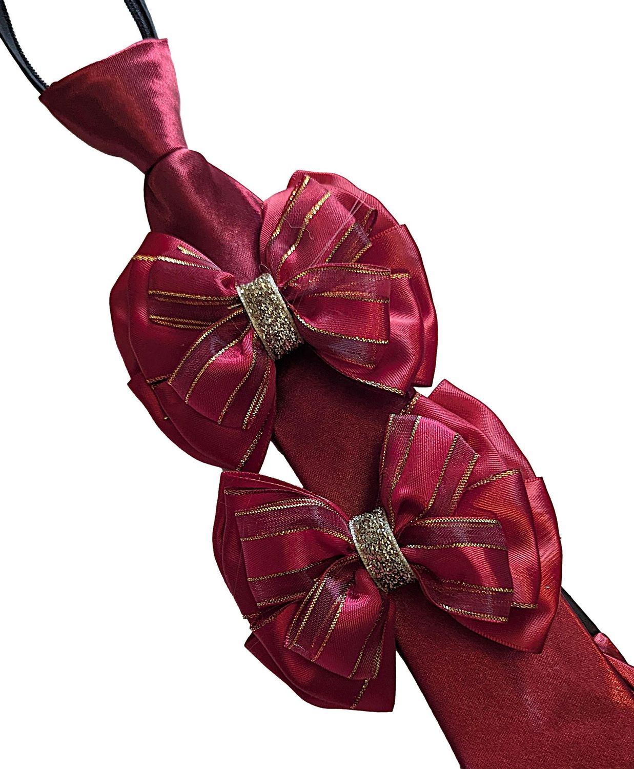 WINE & GOLD SHOW BOWS AND ZIP TIE SET