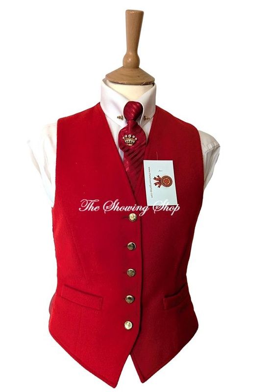LADIES RED WOOL WAISTCOAT SIZE 10 (34)