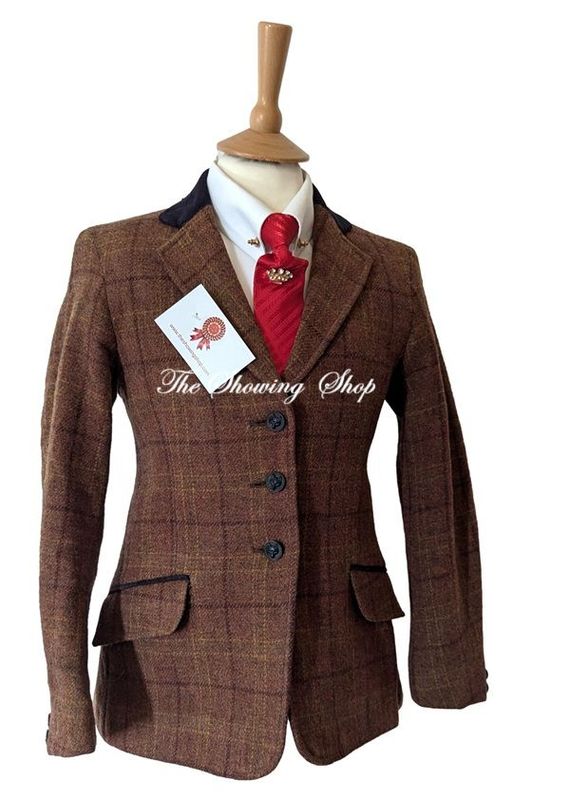 GIRLS PRETTY PONIES RUST TWEED SHOWING JACKET SIZE 30