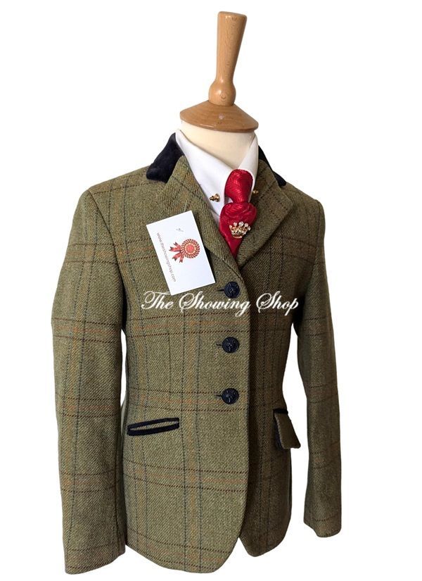 CHILDS SHOWING CLASSICS GREEN TWEED JACKET SIZE 26