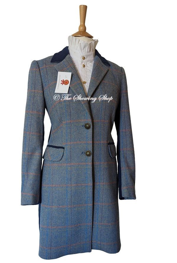 LADIES BARILOCHE BLUE TWEED LONG COAT SIZE 12