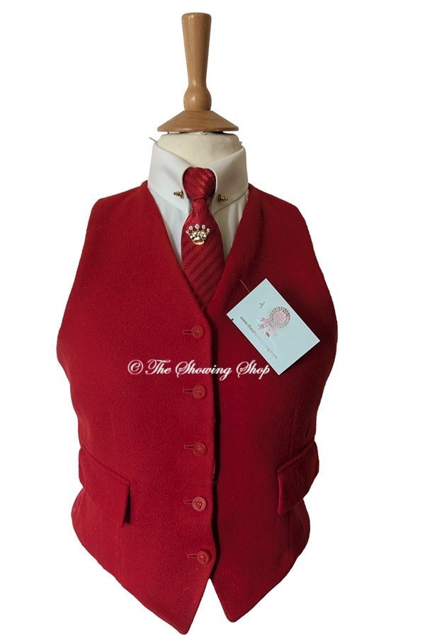 LADIES MEARS RED WOOL WAISTCOAT SIZE 12 (36)