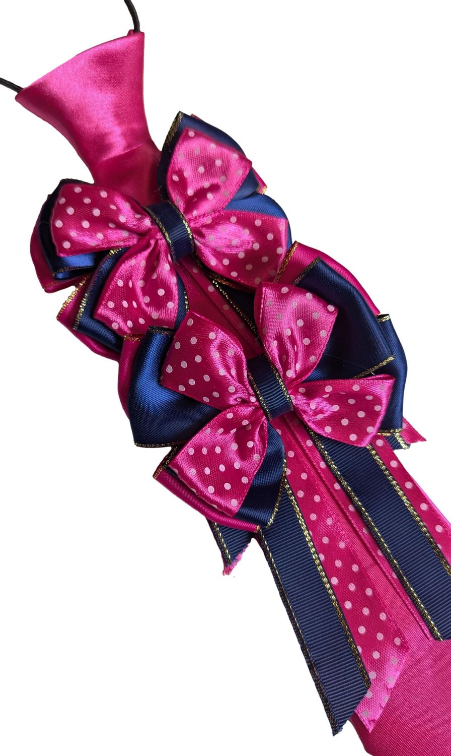 HOT PINK & NAVY SHOW BOWS AND TIE SET