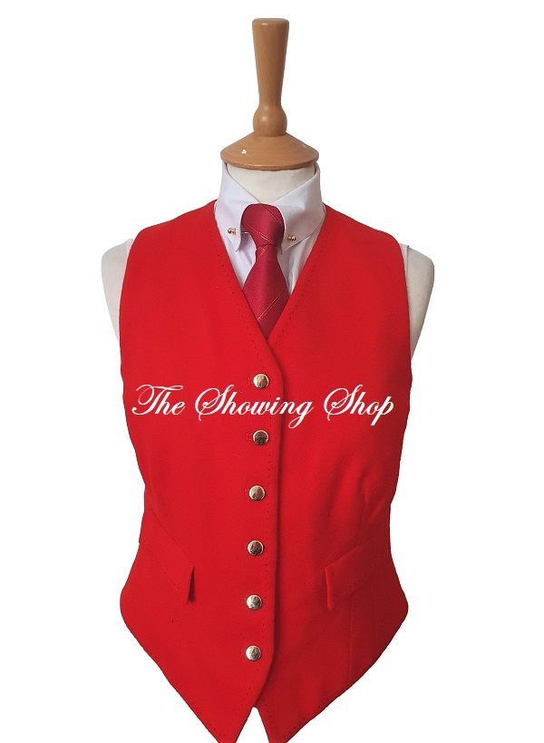 LADIES FOXLEY DERBY HOUSE RED WOOL WAISTCOAT SIZE 8-10