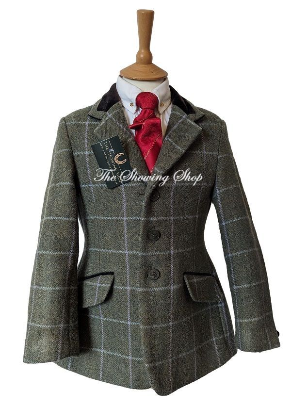CHILDS SHIRES HUNTINGDON GREEN TWEED JACKET SIZE 24