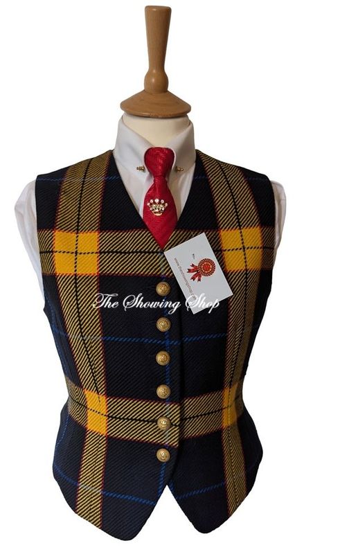 LADIES NAVY/YELLOW WOOL WAISTCOAT SIZE 12