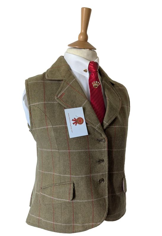 LADIES ALAN PAINE GREEN TWEED WAISTCOAT SIZE 16