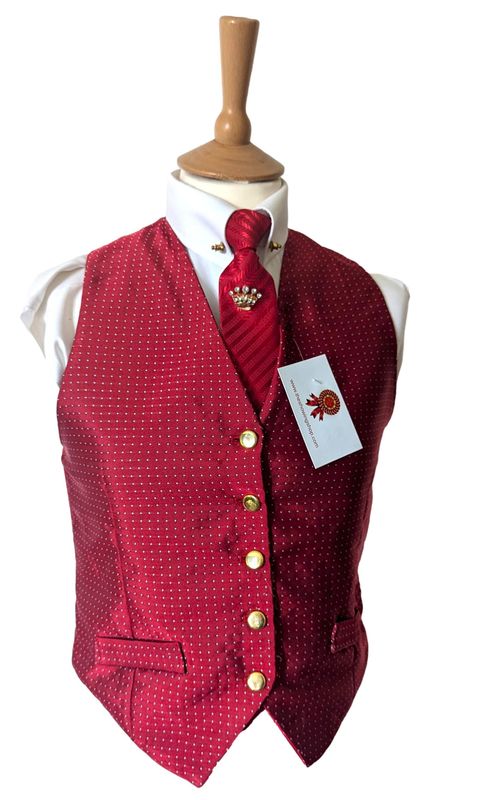 LADIES SHOWQUEST RED SHOWING WAISTCOAT SIZE 8 (32)