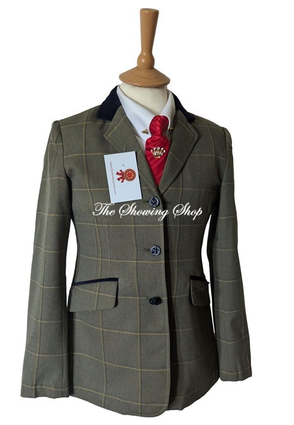 CHILDS EQUETECH GREEN TWEED SHOWING JACKET SIZE 30