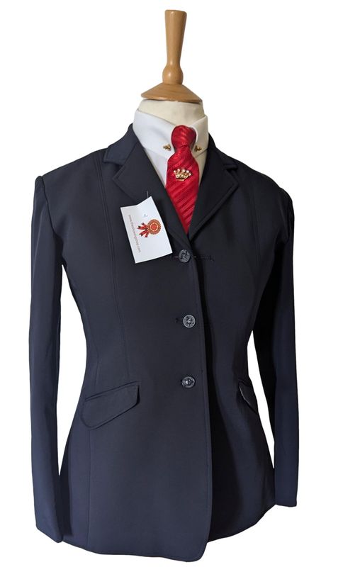 EQUETECH NAVY SOFT SHELL SHOWING/ COMPETITION JACKET SIZE 34 (UK 10)