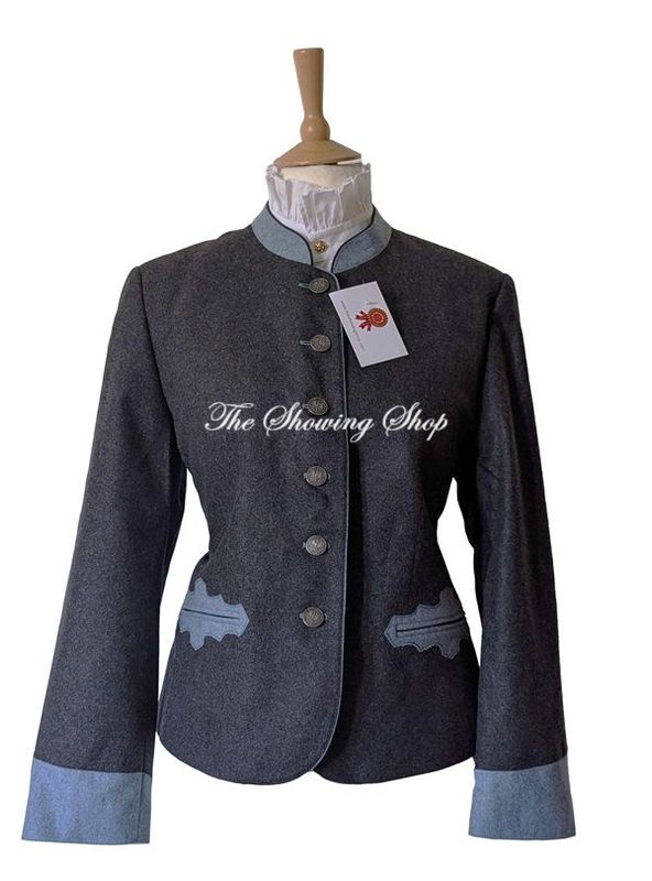GREY/BLUE WOOL LEADERS JACKET SIZE 16