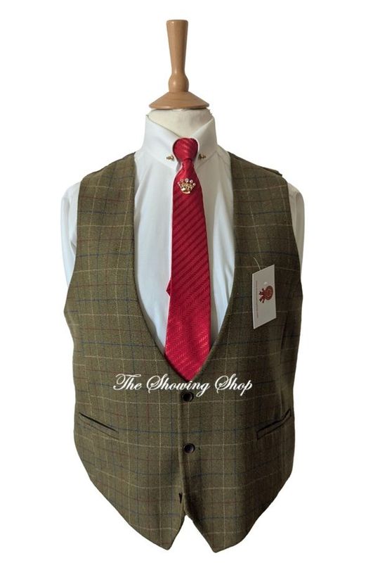 MENS ALEXANDER DOBELL GREEN TWEED WAISTCOAT SIZE 42