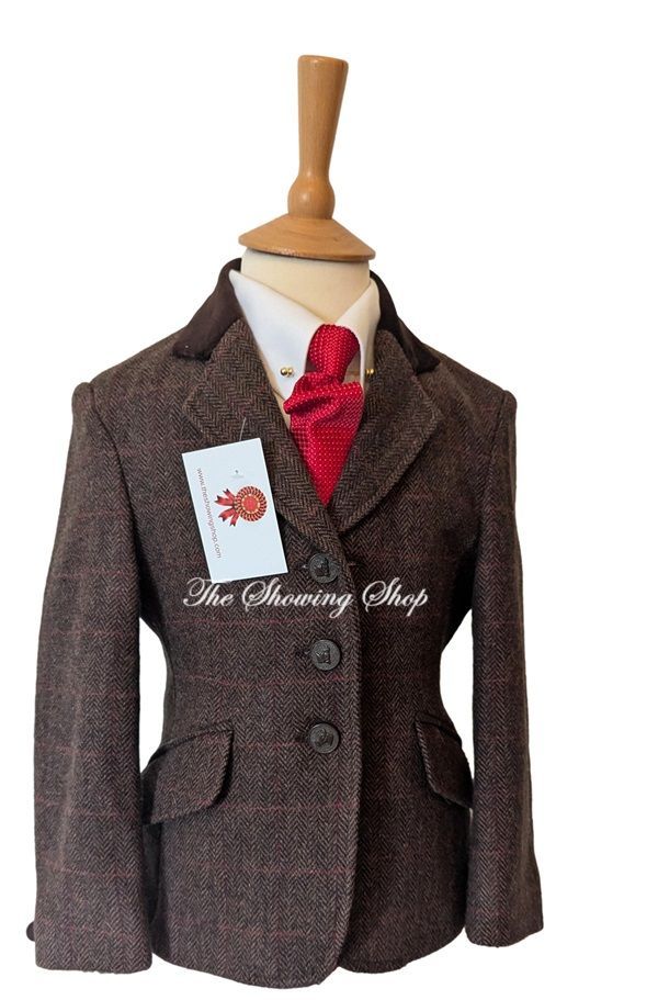 BRAND NEW CHILDS SHIRES MALVERN BROWN TWEED JACKET SIZE 24