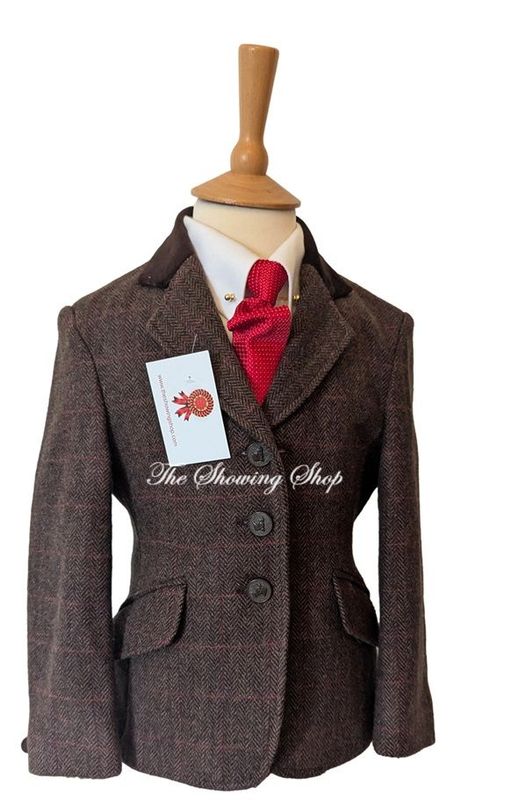 BRAND NEW CHILDS SHIRES MALVERN BROWN TWEED JACKET SIZE 24