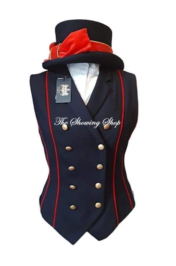 LADIES NAVY & RED WOOL WAISTCOAT SIZE 12