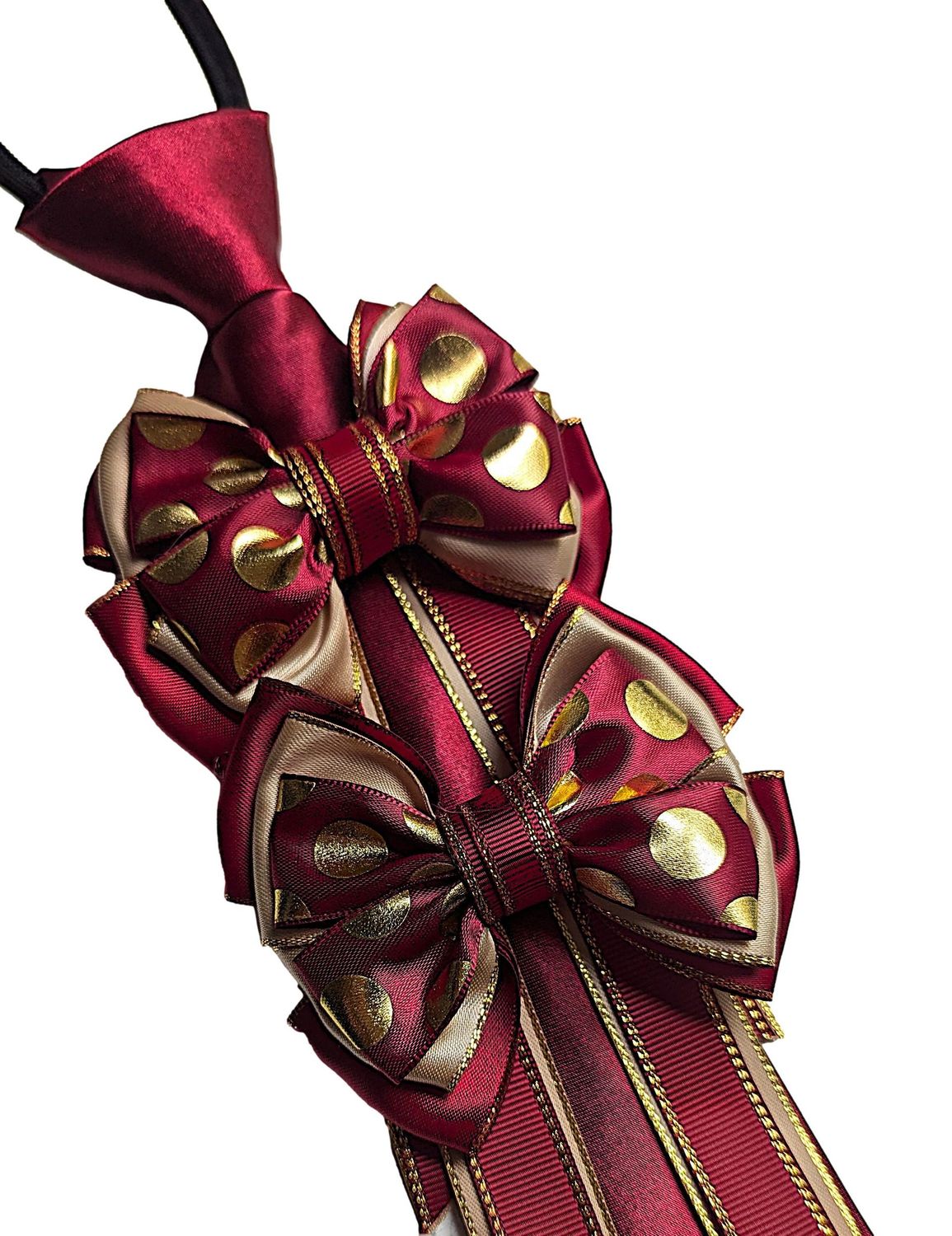 CHILDS WINE AND GOLD SHOW BOWS AND ZIP TIE SET