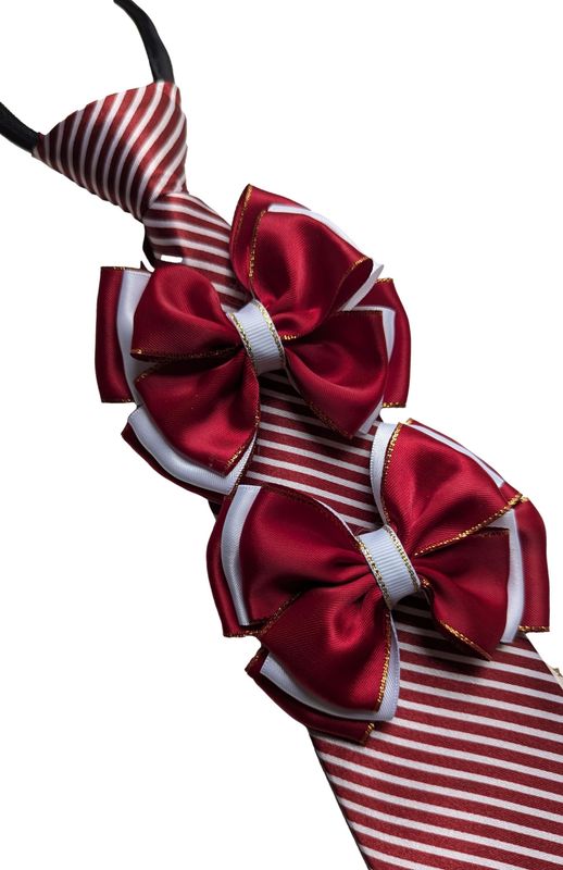 CHILDS WINE AND WHITE SHOW BOWS AND ZIP TIE SET
