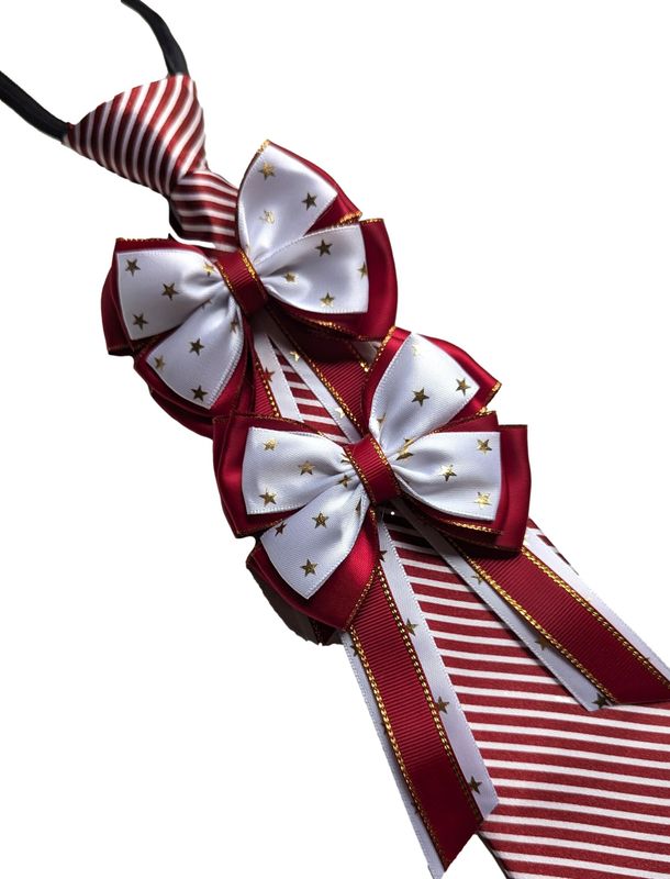 CHILDS WINE AND WHITE SHOW BOWS AND ZIP TIE SET