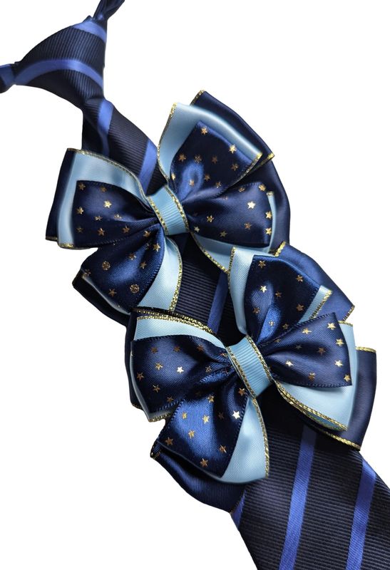 CHILDS NAVY AND BLUE SHOW BOWS AND  TIE SET