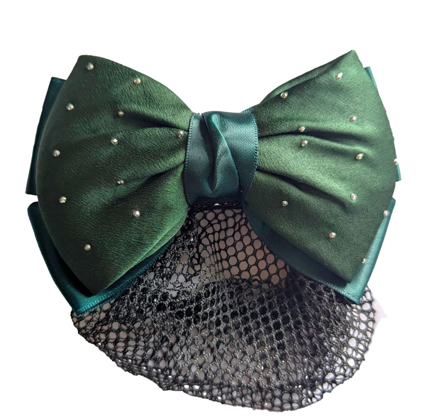 EMERALD GREEN  AND SILVER BUN NET AND BOW