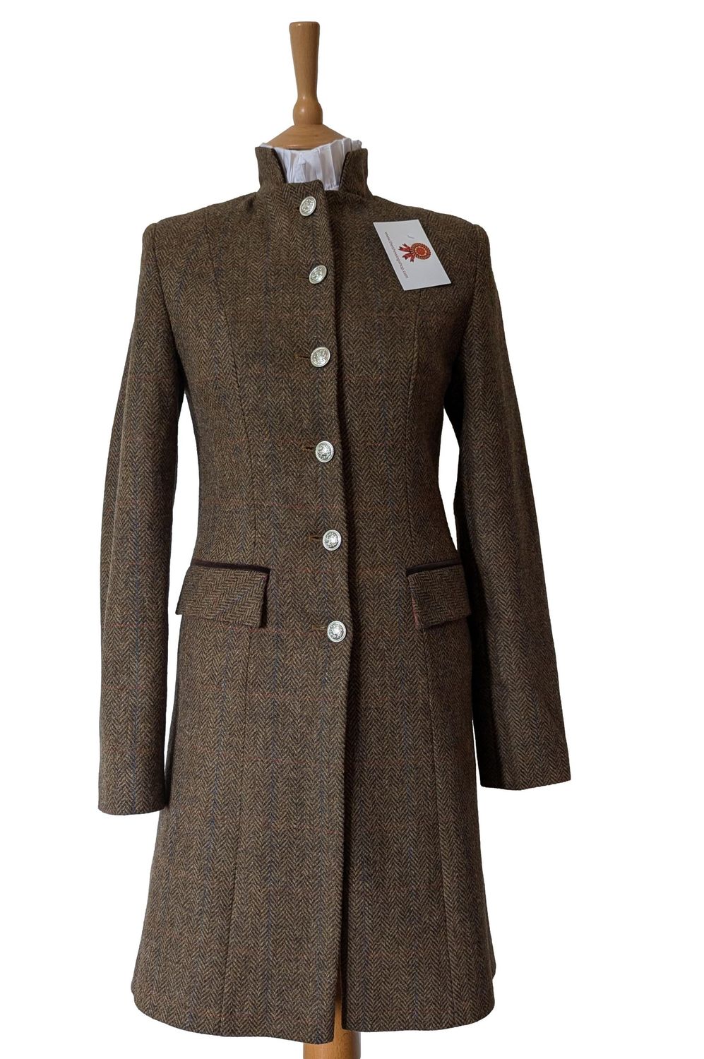 BRITISH TWEED BROWN 3/4 LONG COAT SIZE 8