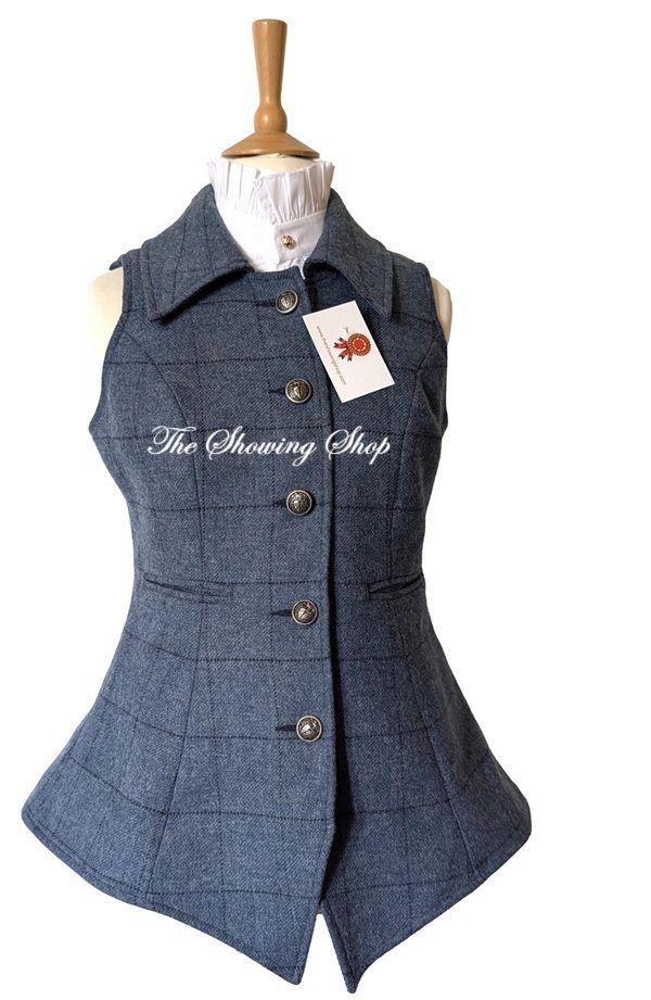 LADIES GREAT SCOT REIVER BLUE TWEED WAISTCOAT SIZE 12