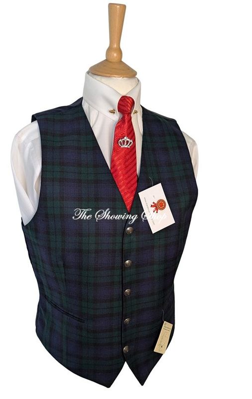 NEW MENS GLENGARNOCK NAVY TARTAN WAISTCOAT SIZE 40
