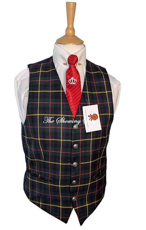 NEW MENS GLENGARNOCK NAVY TARTAN WAISTCOAT SIZE 38