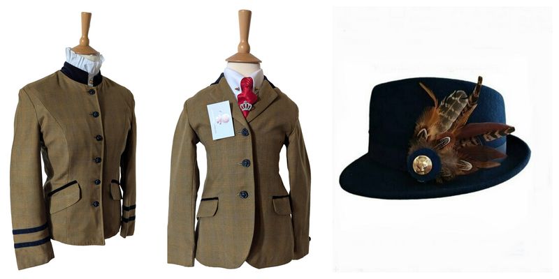 SHOWING TIME BROWN TWEED LEAD REIN OUTFIT -LEADER AND CHILDS- SIZES 12 & 26