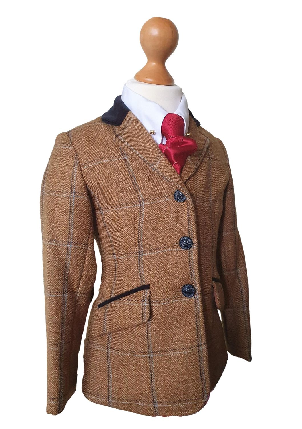 CHILDS EQUETECH STUDHAM MUSTARD TWEED SHOWING JACKET SIZE 26