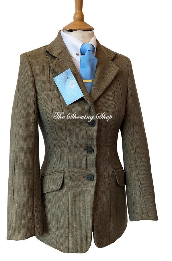 LADIES SHIRES HUNTINGDON GREEN TWEED SHOWING JACKET SIZE 12 (36)