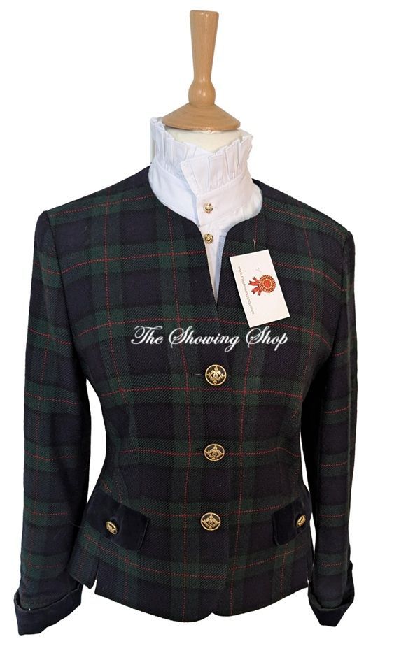 NAVY TARTAN WOOL LEADERS JACKET SIZE 12