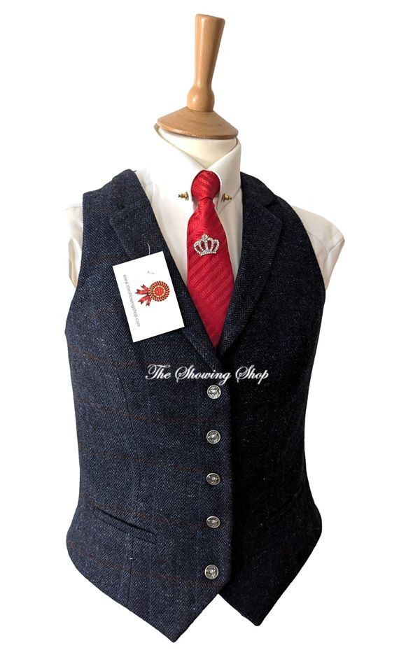 LADIES BROOK TAVERNER BLUE TWEED IN HAND WAISTCOAT SIZE 10