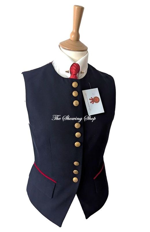 LADIES NAVY & RED WOOL WAISTCOAT SIZE 8