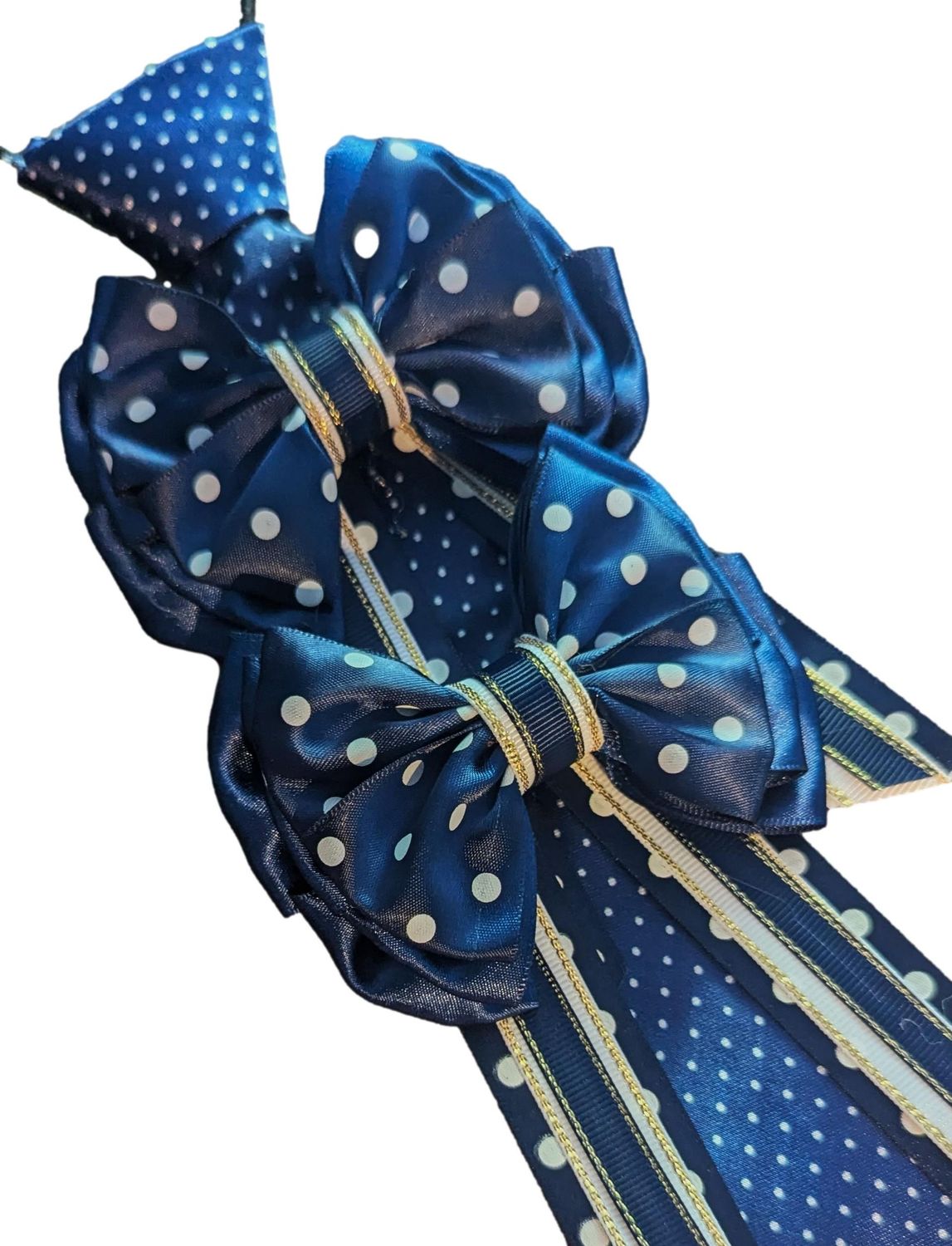 NAVY POLKA DOT BOWS AND TIE SET