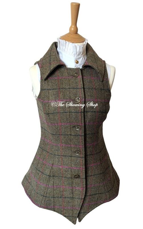 LADIES GREAT SCOT REIVER GREEN TWEED WAISTCOAT SIZE 10