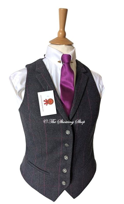 LADIES GREY & PINK TWEED WAISTCOAT SIZE 20