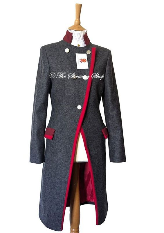 BRAND NEW BESPOKE GREY & RED WOOL & CASHMERE LONG COAT SIZE 10