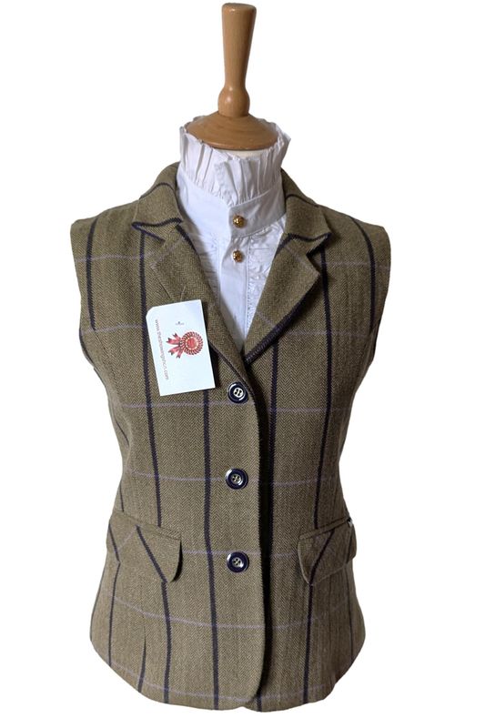 LADIES RYDALE LUCINDA GREEN TWEED WAISTCOAT SIZE 10