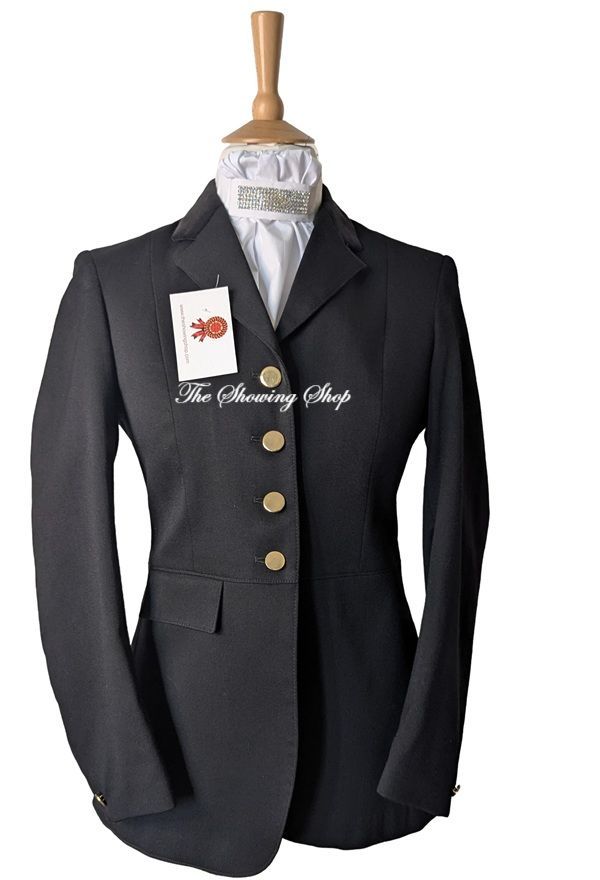 LADIES R H MEARS BLACK WOOL SHOWING/ DRESSAGE JACKET SIZE 12 (36)