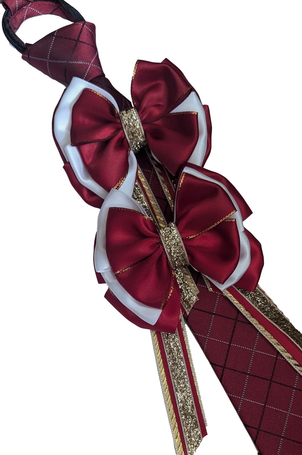 WINE/WHITE/GOLD  SHOW BOWS AND ZIP TIE SET